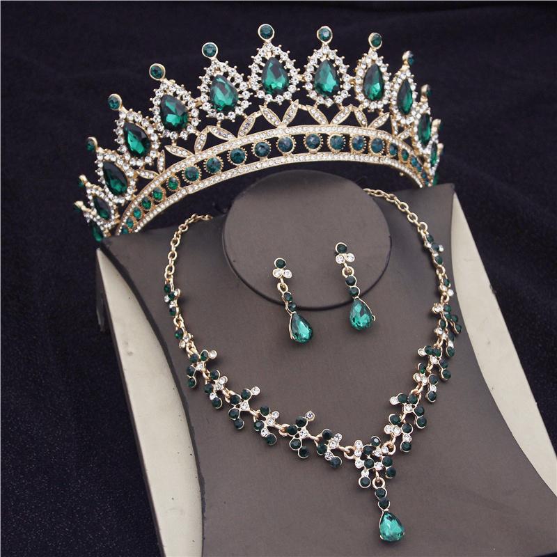 Princess Bridal Jewelry Sets Bride Tiara Crown Earring Set Necklace for Women Birthday Party Wedding Jewelry Sets Accessories