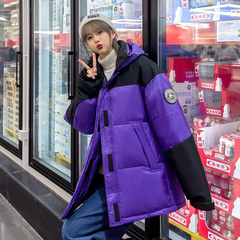 Jachete noi de puf pentru cuplu pentru bărbați și femei În iarnă, culori contrastante îmbinate, largi, pentru cuplu, groase, călduroase, jachete sport, la modă