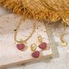 Cute Romantic Heart Zircon Wedding Zircon Set Earrings Necklace Double-sided Zircon Women Engagement Party Zircon