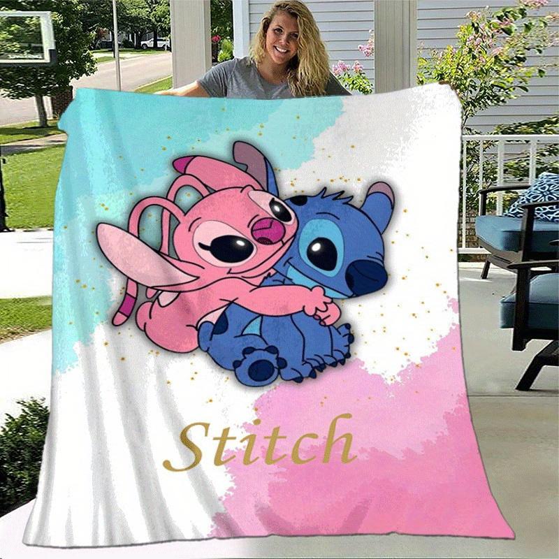 1pc Stitch Printing Blanket - Soft, All-Season Throw for Office Blanket, Car, Travel