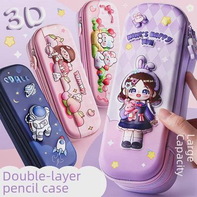 3D Double-Layer EVA Pencil Case - Large Capacity for Boys and Students