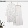 ZANZEA Women Long Sleeve Print Blouse and Pants Casual Two Piece Suit Sets