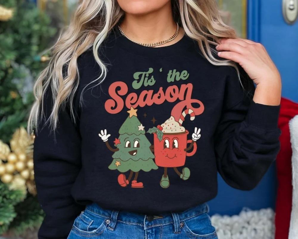 Tis The Season Retro Christmas Sweatshirt Crewneck