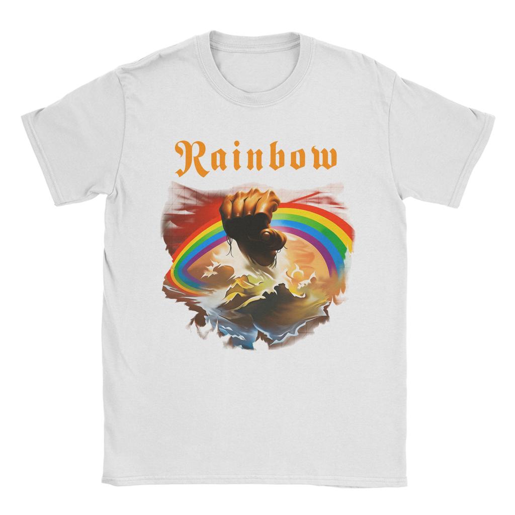 Férfi pólók Szivárvány Divatos Pamut Pólók Rövid Ujjú Rising Album Zenekar Pólók Kerek Nyakú Ruházat Nagy Méret