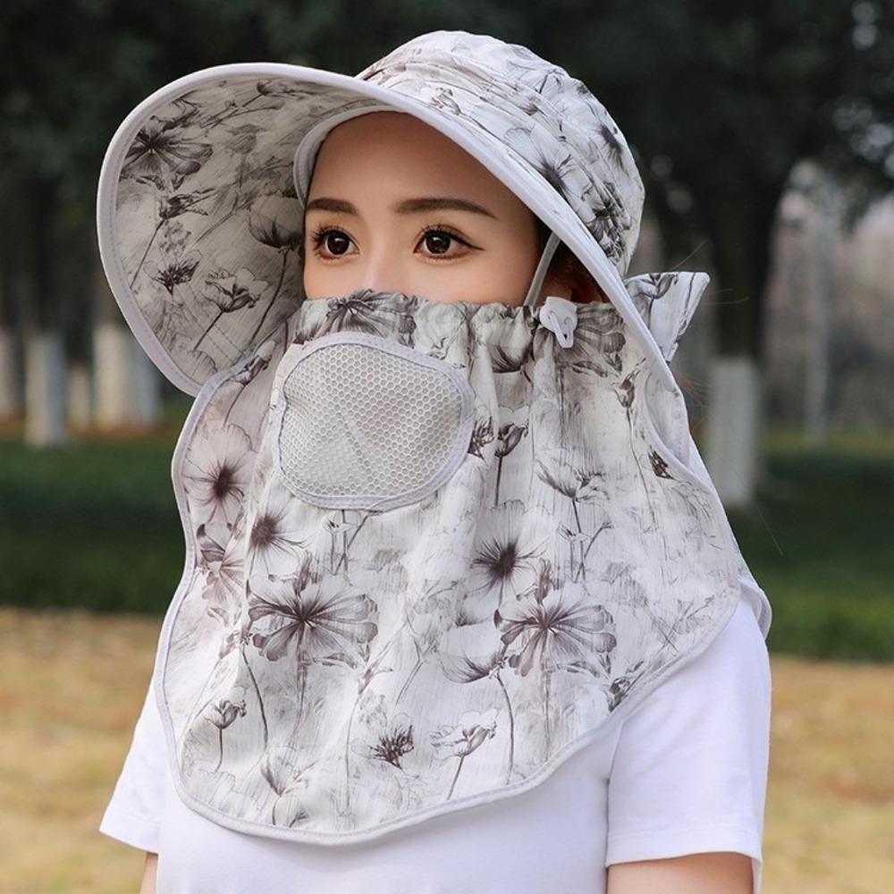 Fashion Flower Bucket Hat Face  Neck Protection Fisherman Hat New Sunscreen Hat  Outdoor Sports