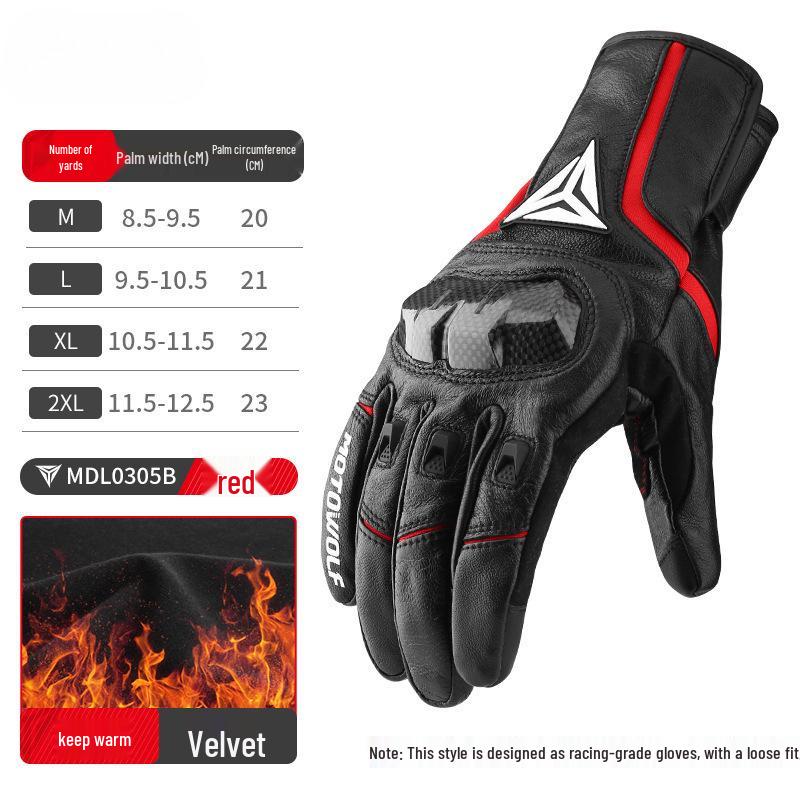 Four Seasons Carbon Fiber Motorcycle Gloves: Full-Finger, Anti-Fall, Winter Warm for Men and Women