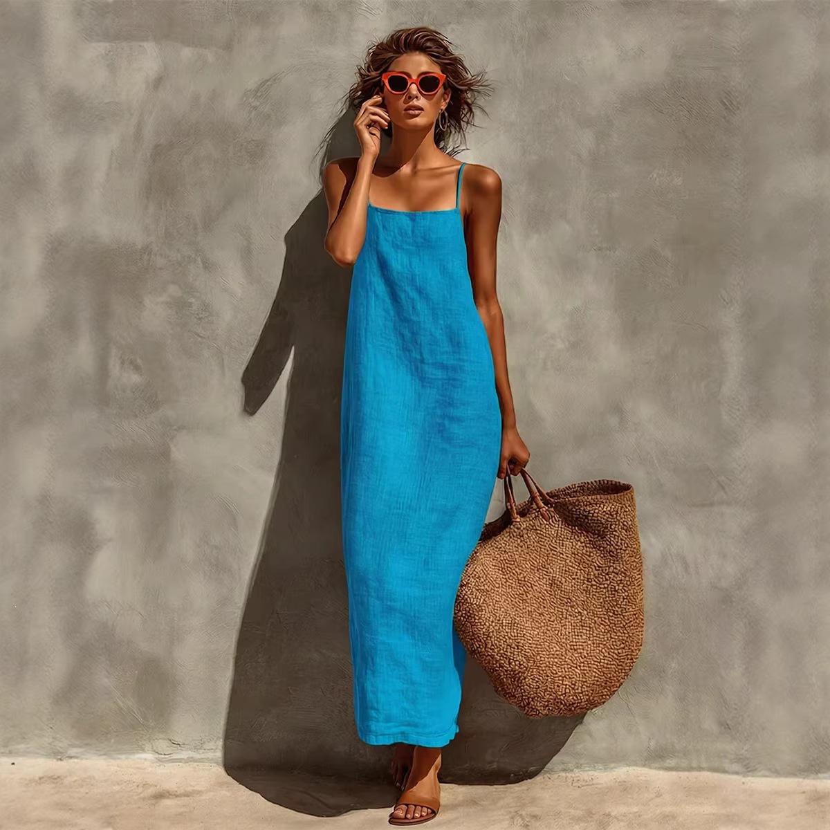 2026 Women s Solid Color Spaghetti Strap Casual Summer Dress - Fashionable & Comfortable Medium