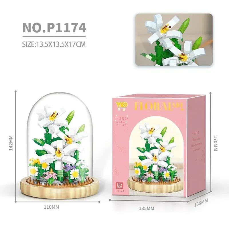 Mini Blocks Simulation Flowers Building Bricks Eternal Plant Preserved Fresh Rose Artificial Sakura Adult Toy Gift Girl Present