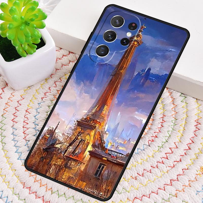 Oil Painting Paris Eiffel Tower Silicone Phone Case For Samsung Galaxy note 10 pro S26 S25 S24 S23 S22 S21 Plus Ultra Capa Cover