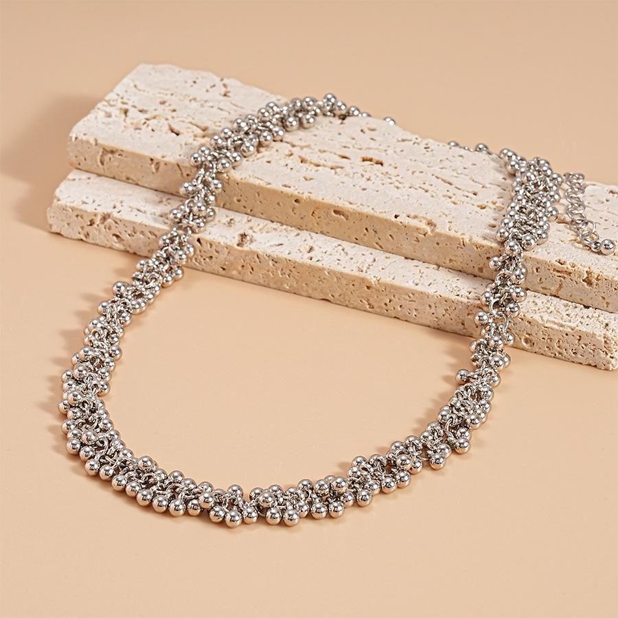 Metal round beaded collarbone necklace individual cold wind temperament item decoration