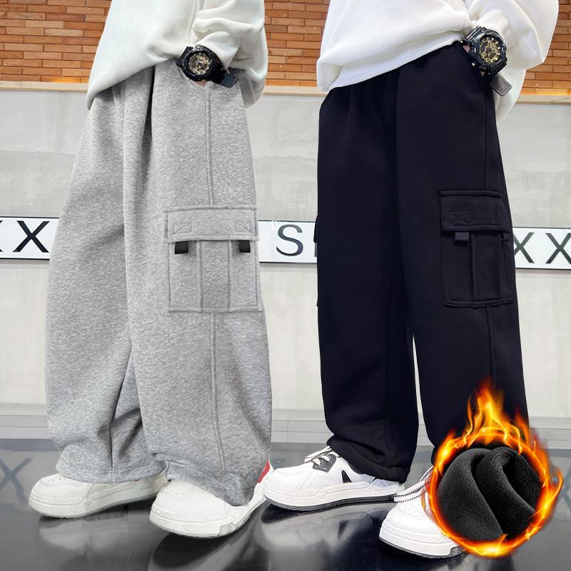 Children's Clothing Boys' Fleece Pants Autumn and Winter Thickened Sports Winter Warm Cotton Pants