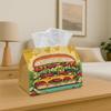 1pc Pop Illustration Tissue Box | Sandwich Art Print, Durable Polyester Fabric, Decorative Storage for Kitchen, Living Room, Bedroom, Car - Multi-Func