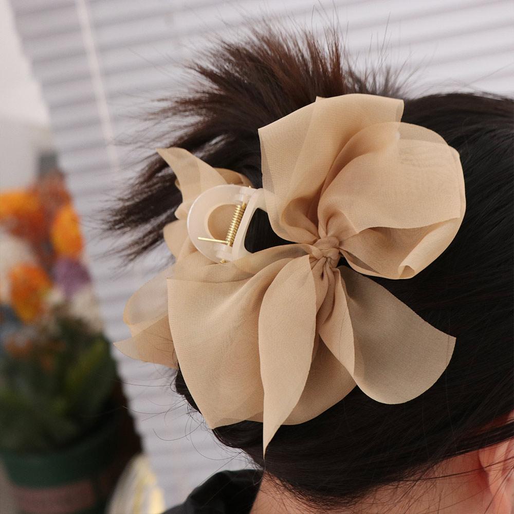 Dolce fiocco squalo fermaglio stile francese donne capelli afferrare moda chiffon artiglio capelli signora