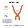 50 Sets, Snap Button Kit With Hand Pressure Pliers 1 Clear Box, Metal Snaps For Sewing, Sewing Snaps For DIY Crafts Clothes Hats Bags, Sewing Supplies