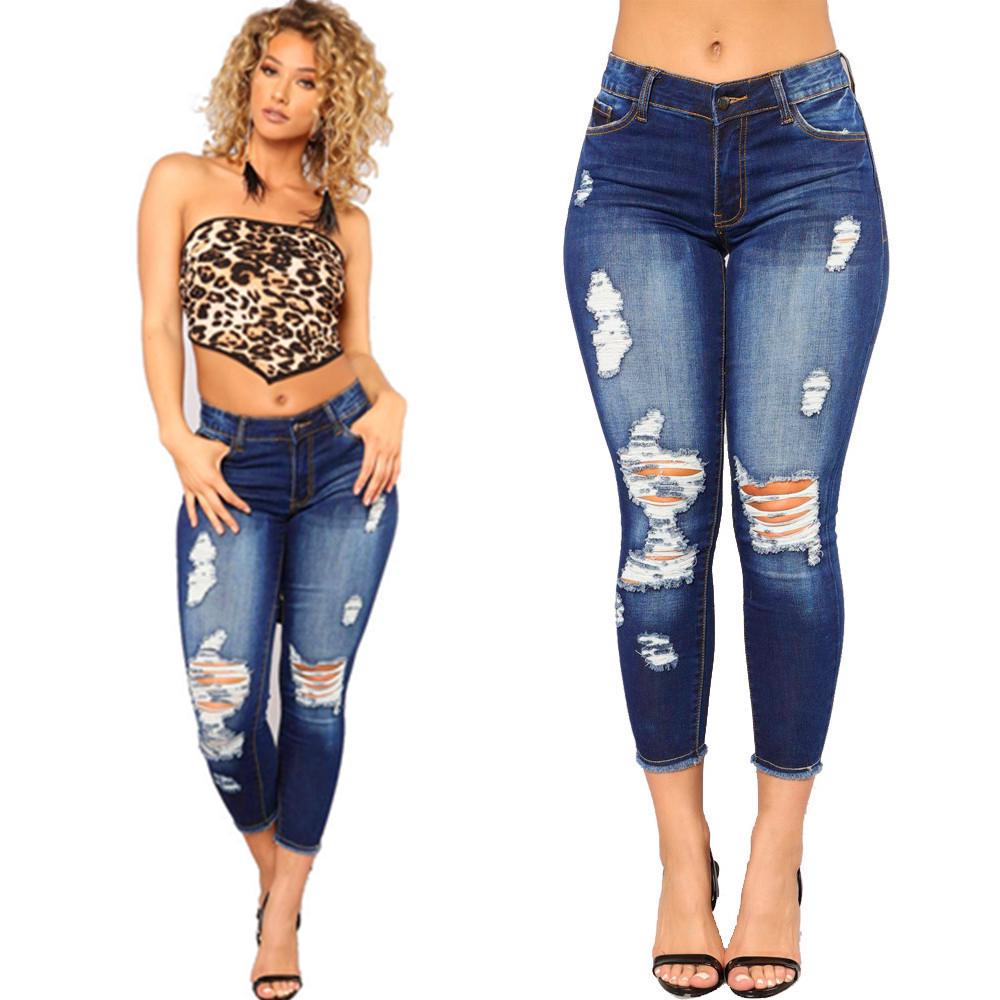 LISTHA Woman Lace Skinny Jeans Stretch Skinny Hole Skinny Jeans, Dark