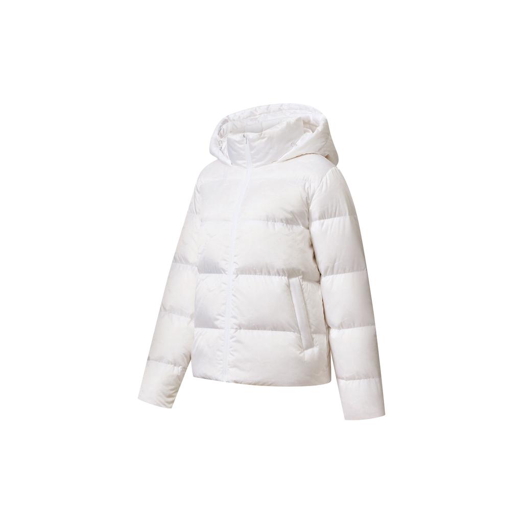 SAUCONY Solid Color Hooded Woven Jacket Down Coat Women Outerwear Pearl-White SC1230098A-WT02