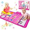 HappyGoLucky Musical Toys for Gifts, 2 In 1 Piano Drum Mat with 19 Sound & Recording Function, 1st Birthday Gifts for Girls Birthday Presents for 1 2