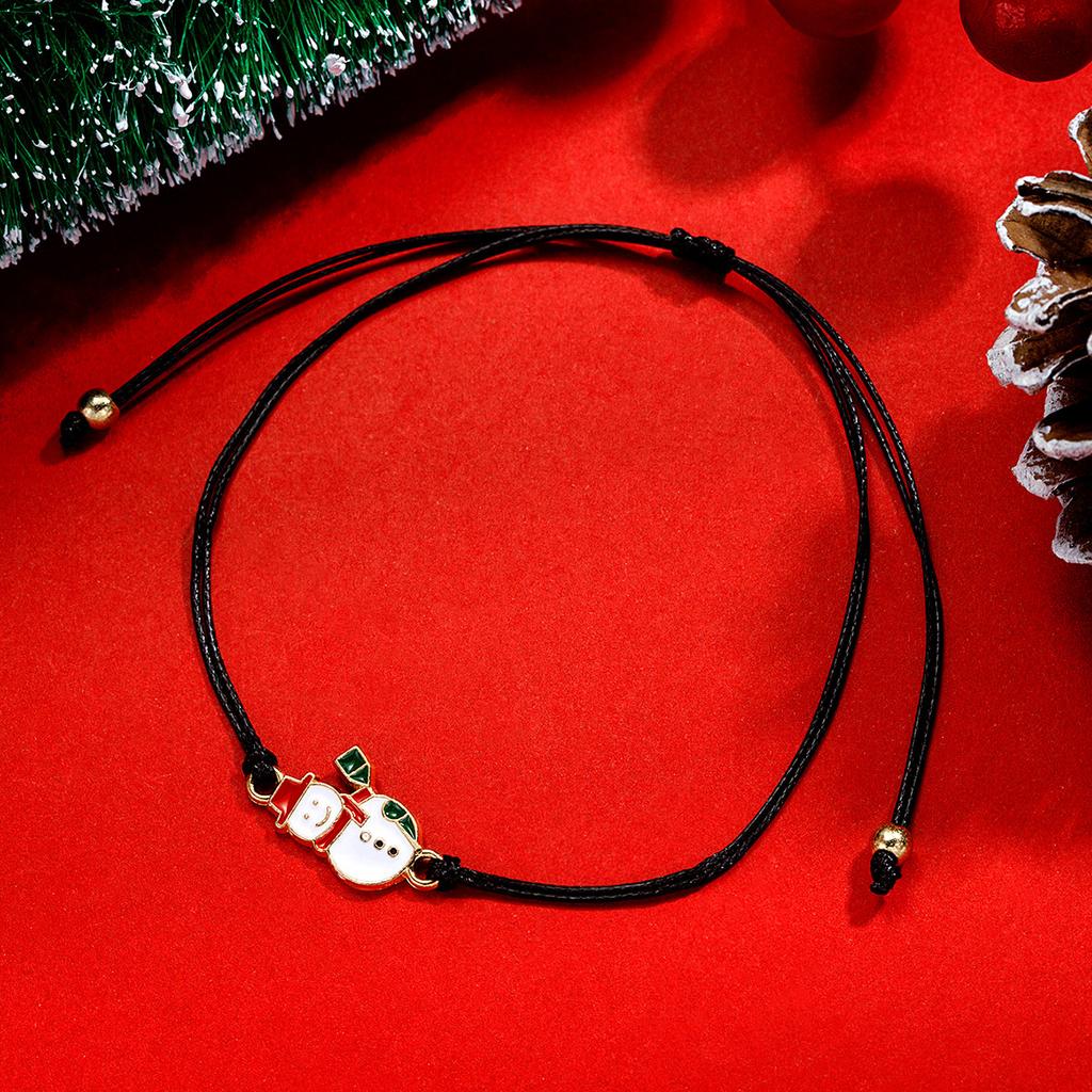 Christmas Theme Braided Rope Bracelet Santa Claus Pendant Bracelet Women Gifts Party Jewelry Gifts
