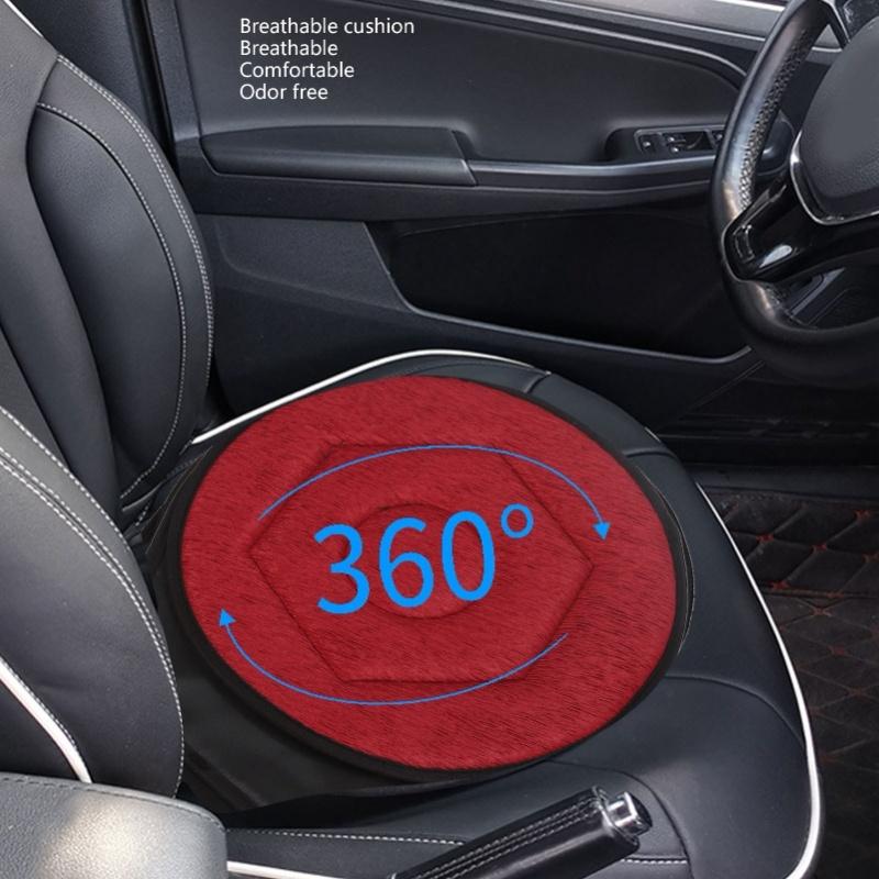 Round Car Cushion 360 Degrees Rotating Geometric Rhombic Shape Portable Rotating Seats Cushion For Elderly Grey