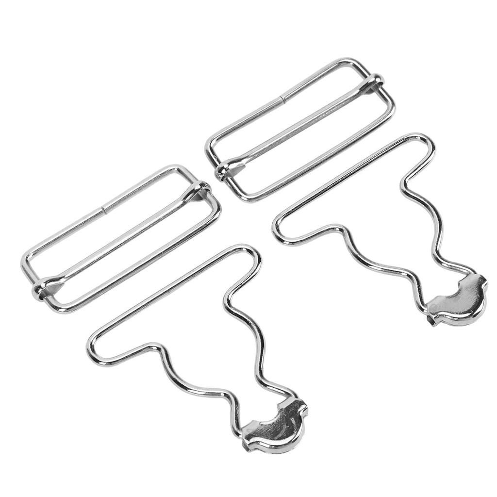 6pcs Suspender Buckles Dungaree Overall Buckles Matal Replacement Workwear Repair Accessory Silver 3.8cm