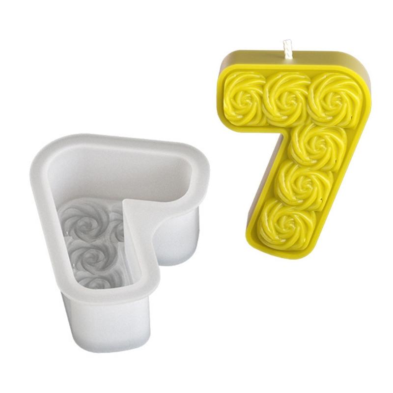 0-8 Rose Numbe Candle Mould Silicone Molds Scented Candle Molds Fondant Cake Moulds Castings Molds Plasters Molds