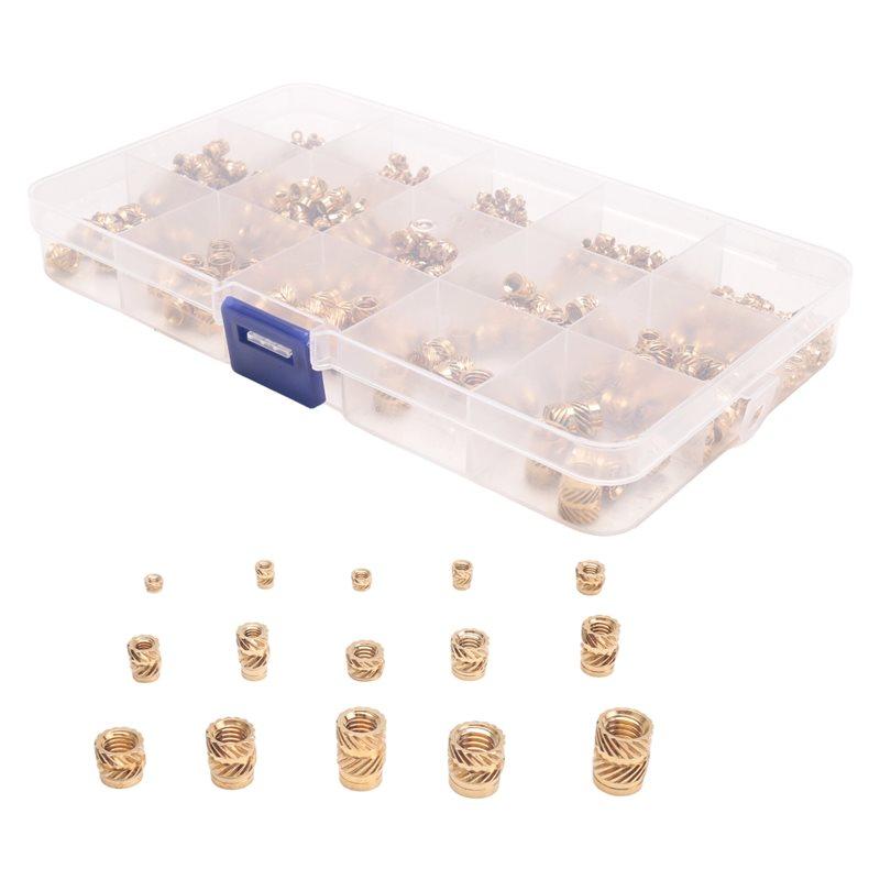 A34R 400Pcs Threaded Inserts,M2/M2.5/M3//M5/M6 Thread Knurled Nuts Assortment Parts Kit Heat Set Insert For Plastic 3D Printin