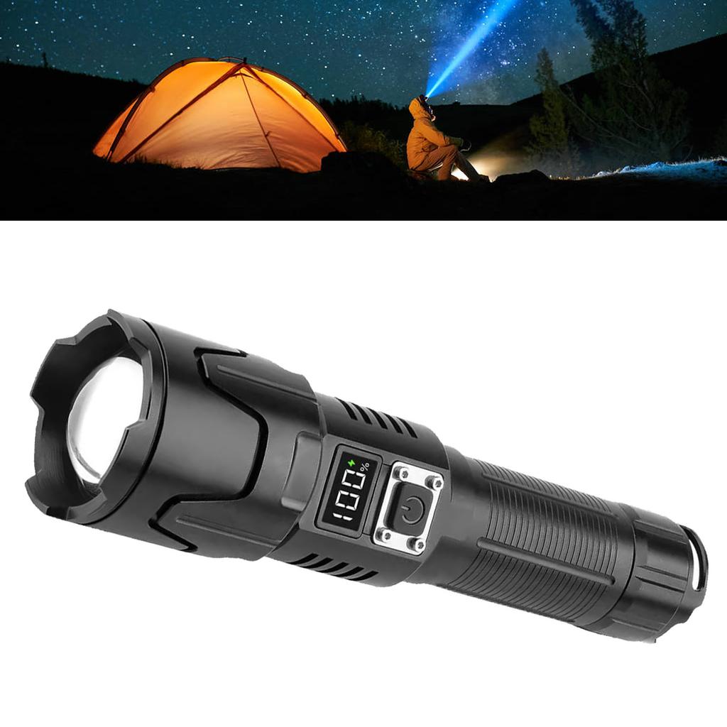 Lanterna LED Super Brilhante Carregamento USB 120000LM Zoom Retrátil Lanterna de Mão IPX5 à Prova d'Água