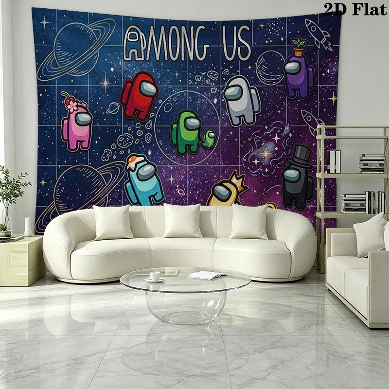 Among Us Wall Tapestry Aesthetic Wall Hanging Printed Fabric Blanket Decorative Tapestries for Bedroom Living Room Home Decor