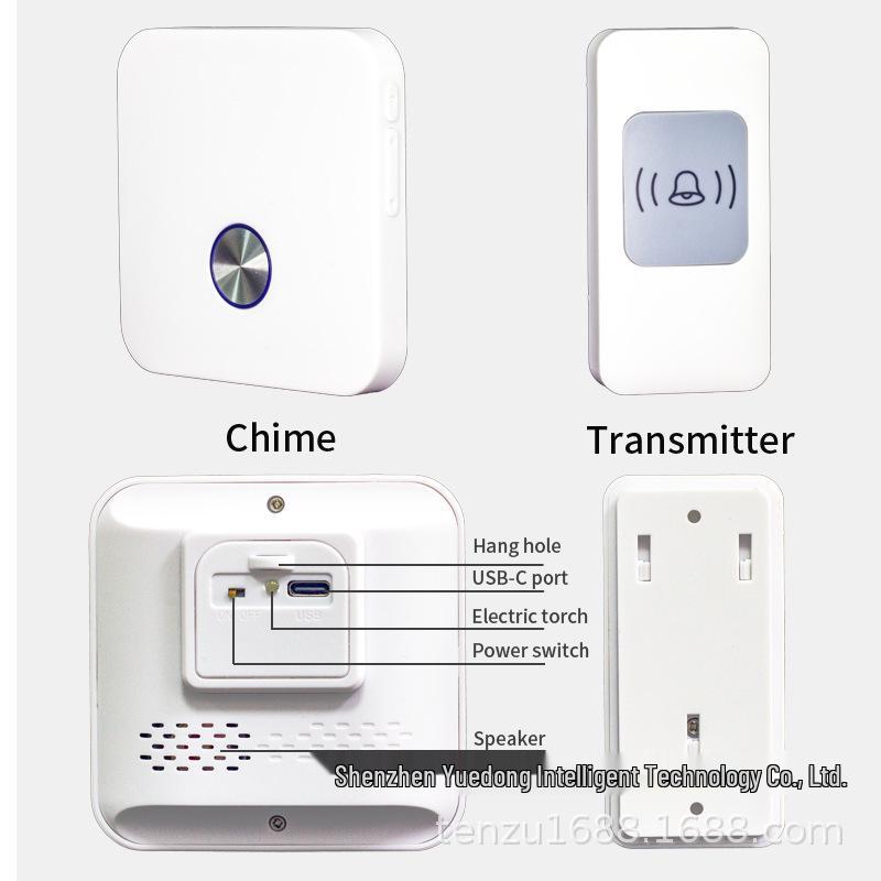 Rechargeable Wireless Doorbell with 60 Ringtones - Long-Range, No Plug-In Design, Ideal for Elderly Call Assistance