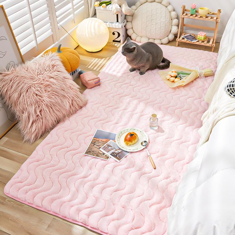Thick Imitation Rabbit Hair Rug Living Room Coffee Table Rug Long Velvet Non-slip Bedroom Wall-to-wall Rug Bedside Tatami Floor Mat