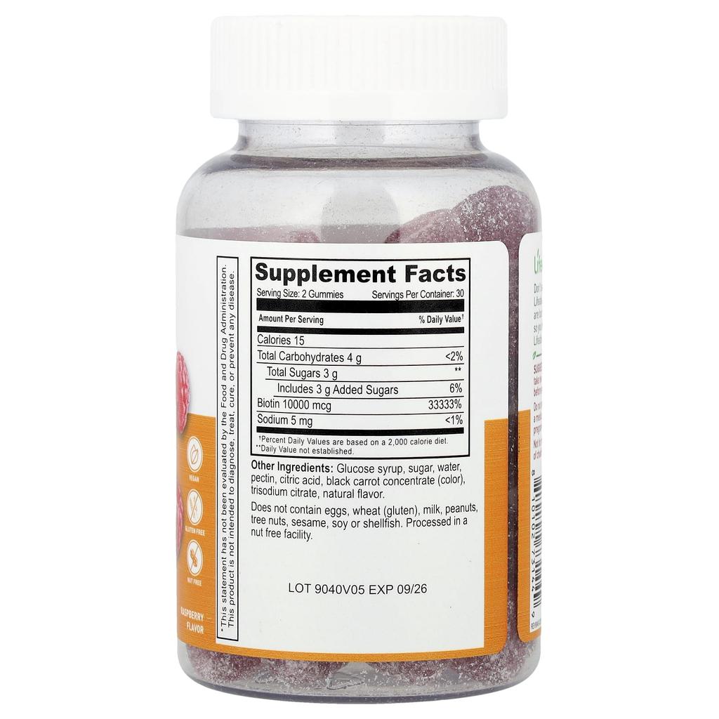 Lifeable, Tin Biotin Gummies, Raspberry, 60 Gummies (5,000 mcg per gummy)