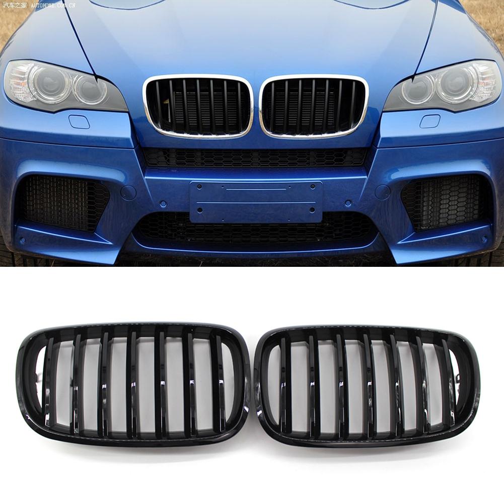 1 Pair Car Front Bumper Grill Gloss Black Front Bumper Racing Grille for BMW X5 E70 X6 E71 2007-2013 Car Accessories
