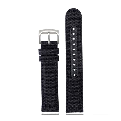 Nylon Canvas Bottom Watch Strap for Seiko No. 5 SRPC31J1 SSC295J1 20, 21, 22mm Black, Green, Gray, Khaki, and Blue Men's Watch Band (Gray-B pin, 22mm)