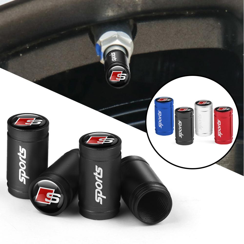 For Audi 8V4Pcs Auto Tire Valve Caps Decor Car Motorcycle Bicycle Wheel Hub Valve Stem Cover For Audi TT S Sline RS A1 A3 A6 A5 A7 A8 Q3 Q5