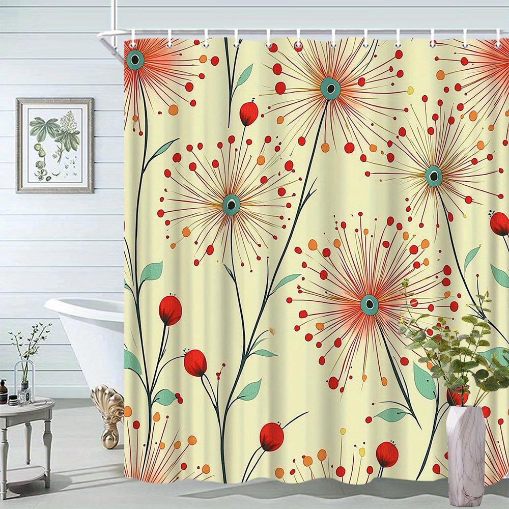 

1Pc Floral Shower Curtain Polyester Fabric Bathroom Decor Bathtub Divider Hanging Cloth With 12 Hooks W60H190(CM)-1 Pcs
