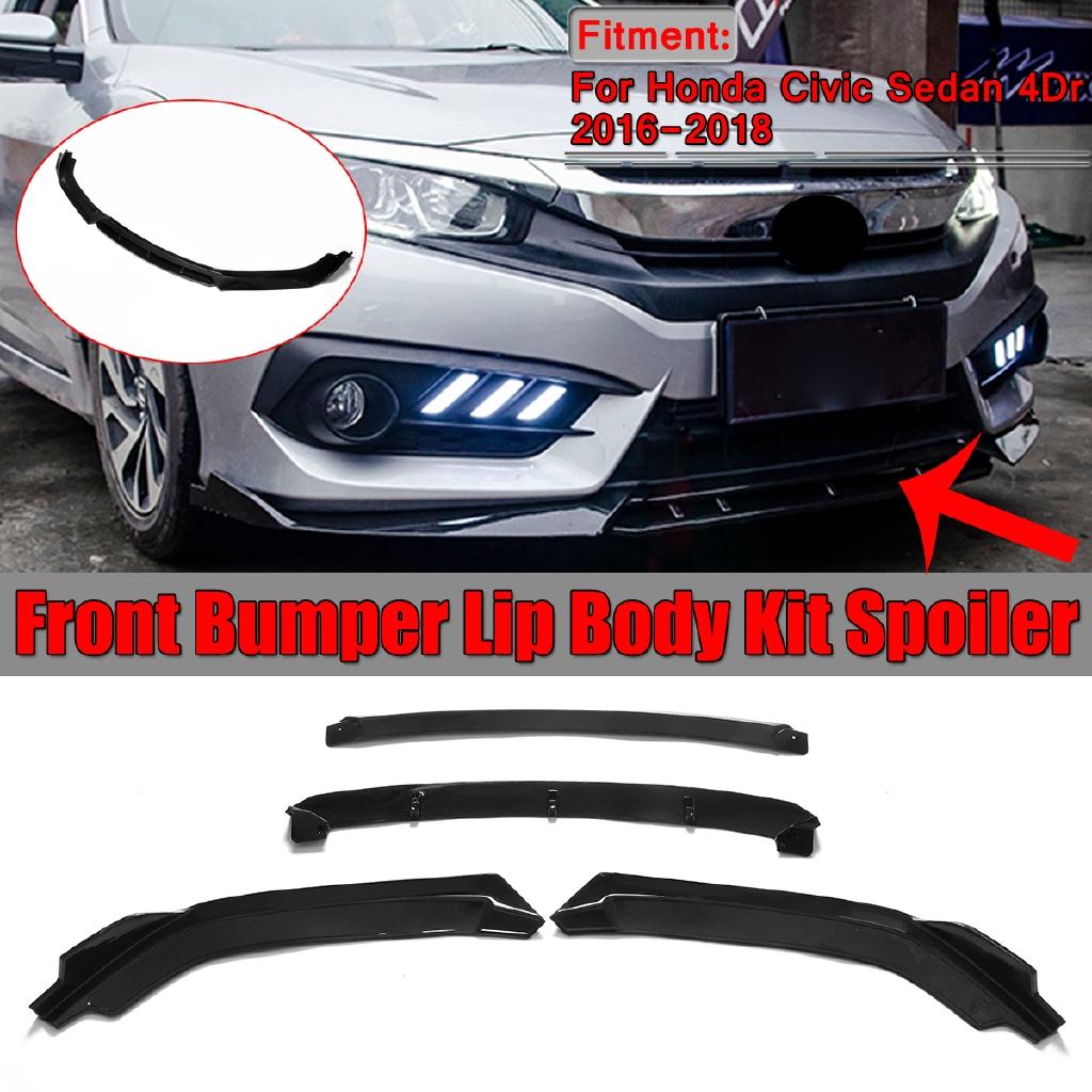 

Черный 4-дверный Глянцевый черный 16+ Накладка на передний бампер Обвес Спойлер Для Honda Civic Седан АБС Глянцевый