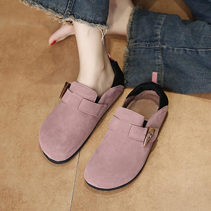 Ugly Cute Japanese Retro Color Matching Birkenstocks Women's 2025 New Flat-soled One-pedal Soft-soled Soft-faced Comfortable Single Shoes