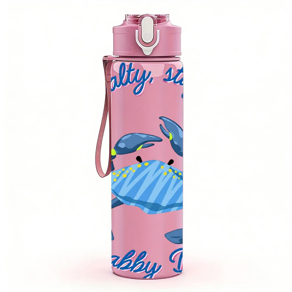1PC Stay Salty Crab Text 750ml Color Plastic Sports Water Bottle Leakproof Flip Straw Lid Suitable for Sports Office Home Use