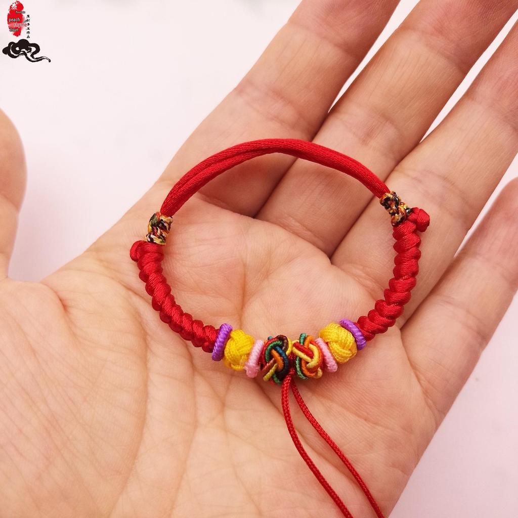 Unisex Baby Colorful Red Rope Anklet Bracelet with Gold, Silver & Jade Charms