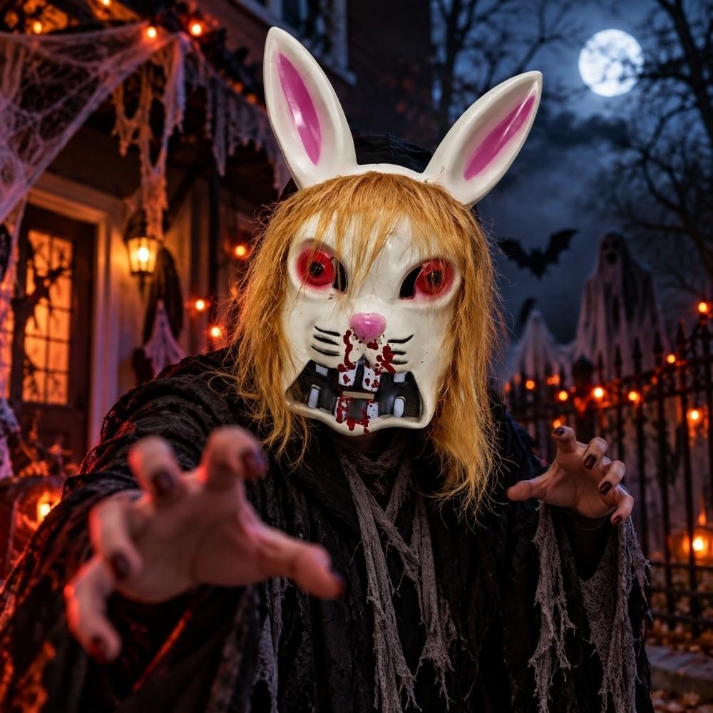 Gruselige Tiere Maske Blutige Vollgesichtsmaske Halloween Kaninchenmaske Kostümparty Zubehör