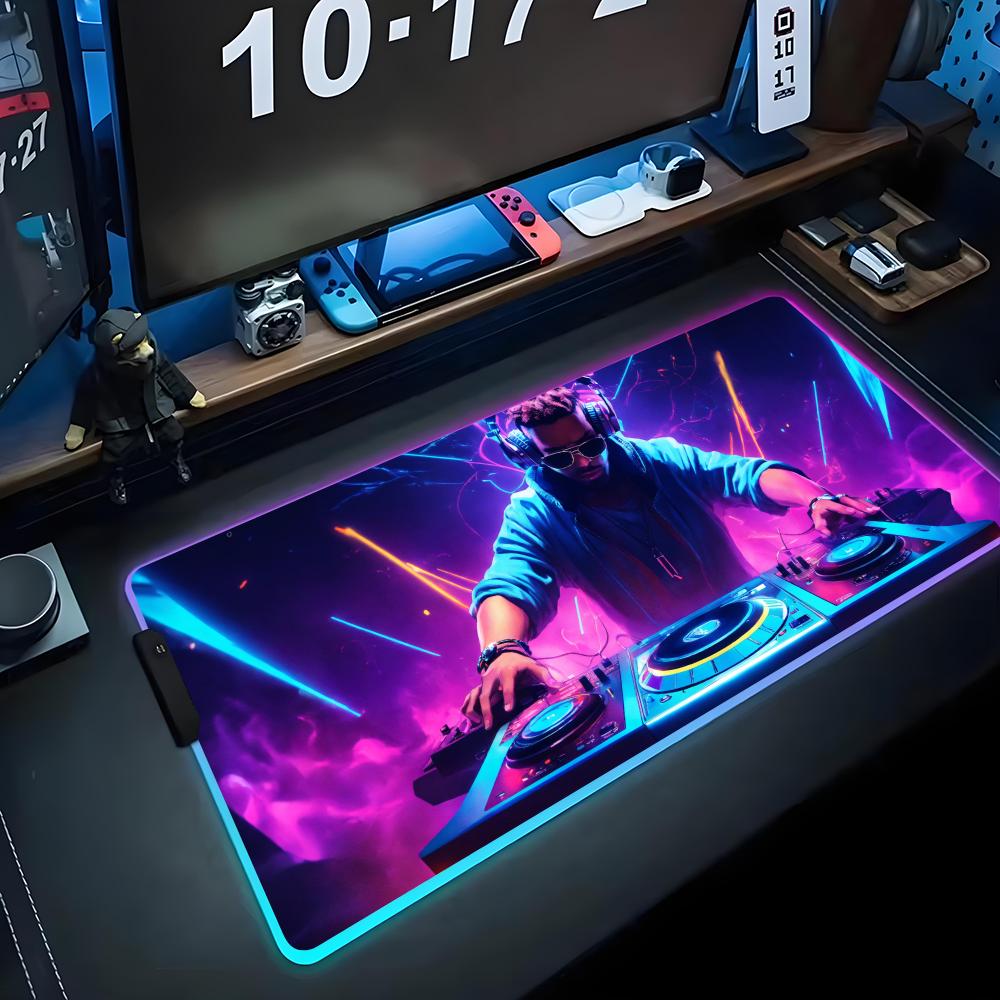 

Коврик для мыши DJ RGB Игровой коврик для мыши Большой светодиодный коврик Настольный коврик для ПК Светящийся коврик для мыши Большие коврики для клавиатуры Настольный ковер с подсветкой RGB600x300x3mm