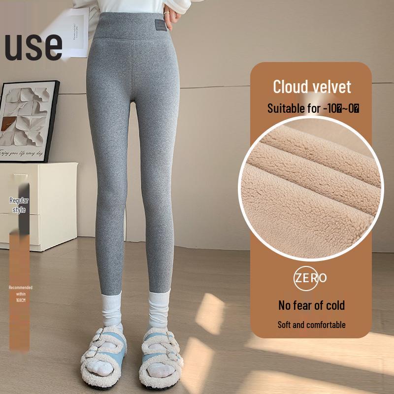 High-Waisted Slim Fit Women's Plush Leggings - Warm Thick Cotton Trousers for Autumn/Winter 2024