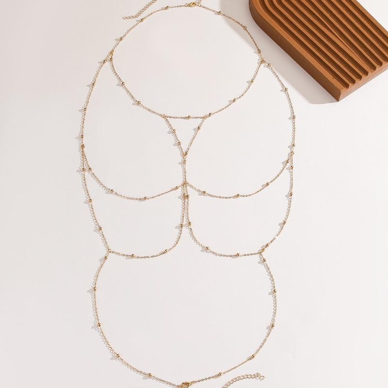Women Sexy Tassel Round Bead Body Chain Bikini Chest Waist Jewelry