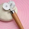 Double Wheel Biscuit Embossing Rolling Wheel 2 In 1 Rust-proof Ravioli Mold Homemade Wooden Handle Pasta Cutter Pastry