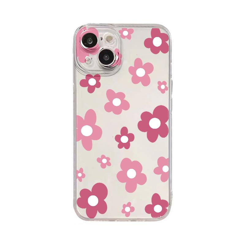 Simple flower mobile phone case Apple 16 transparent case iphone17 protective case 11promax soft case 13 anti-drop 15