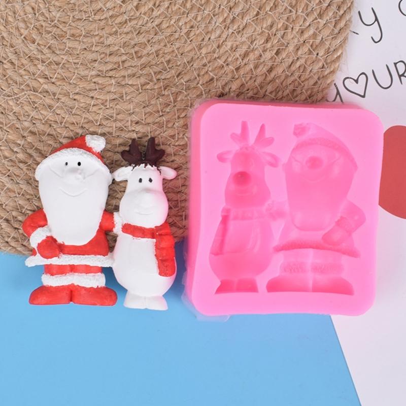 Santa Claus Elk Fondant Chocolate Mould Cake Toppers Baking Tool Christmas Ornament Silicone Mold Easy to Clean