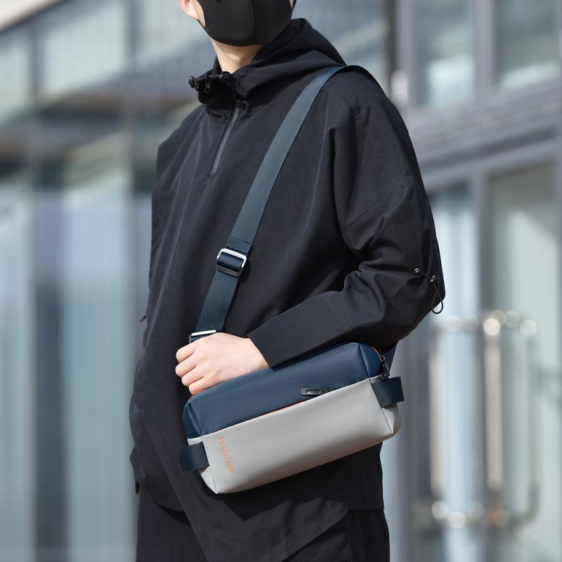 Men's Trendy Patchwork Chest Bag: Fashionable Crossbody for Commuting & Travel