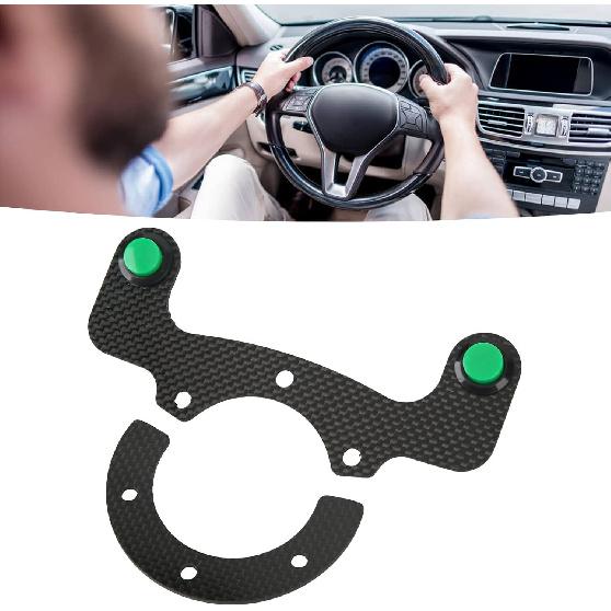 Acouto Universelles 6-Loch Rennsport-Lenkrad Hupenknopf-Kit, Lenkrad-Hupenknopf 6 Löcher Kohlefaser Externes Hupenknopf-Kit Lenkung