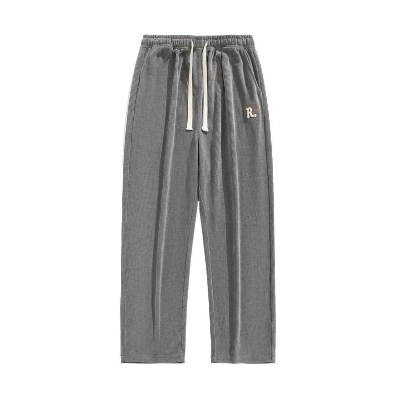 Foreign Trade Surplus Spring and Autumn New Corduroy Casual Pants for Men, Versatile Loose Hong Kong Style Straight-Leg Drawstring Drapey Long Pants