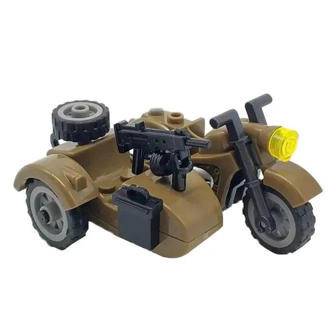Militär-Motorrad Baustein Fahrzeugmodell Figuren Zubehör Soldaten WK2 Transporteinrichtung Polizei SWAT Spielzeug